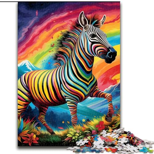 Puzzle für Erwachsene, 1000 Bunte Zebras, Puzzle aus Pappe, geeignet für Geburtstage, Halloween, Thanksgiving, Ostern, 1000 Teile(26x38cm) von LiJianXXE