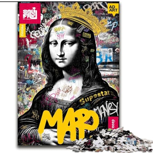 Puzzle für Erwachsene, 1000 Puzzles, Mona Lisa ist lustig, Denksportaufgabe zur Wanddekoration, einzigartige Geburtstags 14-Jährige (Größe 26x38cm) von LiJianXXE