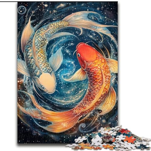 Puzzle für Erwachsene, 1000 Puzzles, Yin Yang Koi, Denksportaufgabe zur Wanddekoration, einzigartige Geburtstags 14-Jährige (Größe 50x75cm) von LiJianXXE