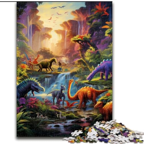 Puzzle für Erwachsene, 1000 Puzzles zur Dinosaurierwelt, aus Pappe, geeignet für Geburtstage, Halloween, Thanksgiving, Ostern, 1000 Teile(26x38cm) von LiJianXXE