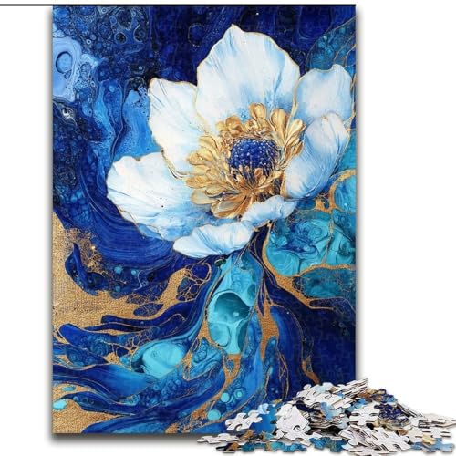 Puzzle für Erwachsene, 1000 Puzzleteile, Blumenkunst in Lila und Blaugrün, Denksportaufgabe zur Wanddekoration, einzigartige Geburtstags 14-Jährige (Größe 50x75cm) von LiJianXXE
