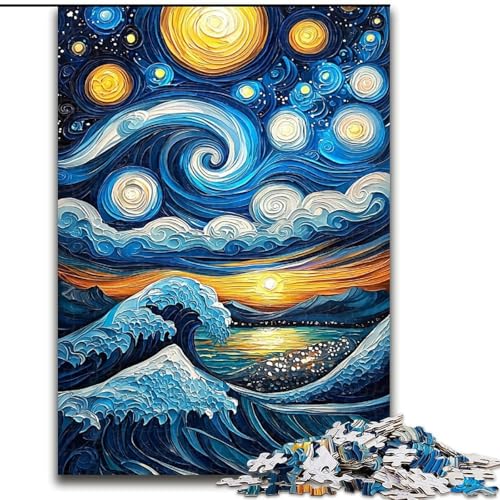 Puzzle für Erwachsene, 1000 Puzzleteile, Nachthimmel von Van Gogh, trainieren Sie Ihr Gehirn und Ihre Hände, einzigartige Geburtstags- und Geschenkideen für Kinder ab 14 Jahren (Größe 50x75cm) von LiJianXXE