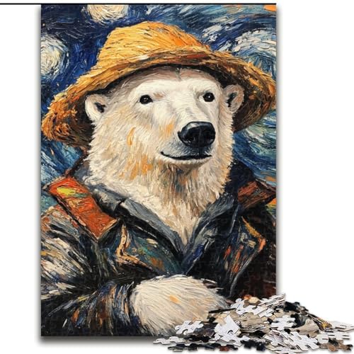 Puzzle für Erwachsene, 1000 Stück, Vincent Van Gogh, Eisbär aus Holz, Geschenkidee für die Feiertage, humorvolles Kunstwerk, detailliertes Kunstwerk, 50x75cm, Geburtstagsparty für Männer und Frauen von LiJianXXE