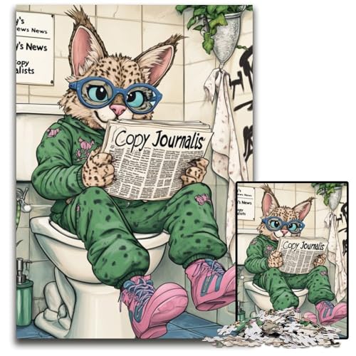 Puzzle für Erwachsene, 1000 Teile, „Lynx Go Toilet“, schwierige Puzzles für Erwachsene, Denksportaufgabe und Heimdekoration, 26x38cm/10,23x14,96 Zoll von LiJianXXE
