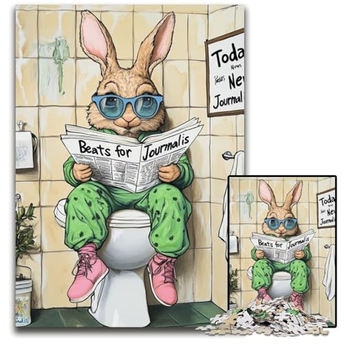 Puzzle für Erwachsene, 1000 Teile, „Rabbit Go Toilet“, Holzpuzzle, pädagogisches Denkspiel, künstlerische Heim- und Bürodekoration, ab 14 Jahren, 50x75cm/19,68x29,52 Zoll Puzzle für Erwachsene, 1000 Teile, „Rabbit Go Toilet“, Holzpuzzle, pädagogisches Denkspiel, künstlerische Heim- und Bürodekoration, ab 14 Jahren, 50x75cm/19,68x29,52 Zoll von LiJianXXE