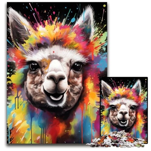 Puzzle für Erwachsene, 1000 Teile, Alpaka-Kartonpuzzle, pädagogisches Denkspiel, künstlerische Heim- und Bürodekoration, ab 14 Jahren, 26x38cm/10,23x14,96 Zoll von LiJianXXE