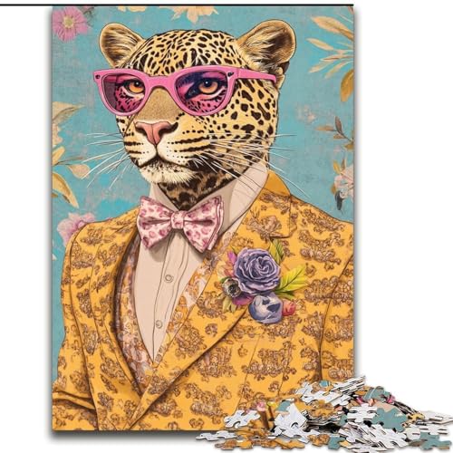 Puzzle für Erwachsene, 1000 Teile, Anzug mit Leopardenmuster, Familienunterhaltungsspielzeug, ganze Familie, ab 14 Jahren (Größe 26x38cm) von LiJianXXE