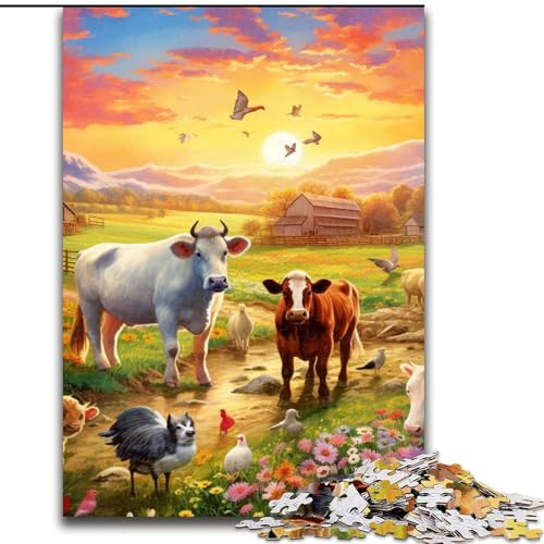 Puzzle für Erwachsene, 1000 Teile, Bauernhoftier-Puzzle aus Holz, anspruchsvolles Denkspiel für Teenager, Spaß für den Familienspieleabend, 1000 Teile(50x75cm) von LiJianXXE