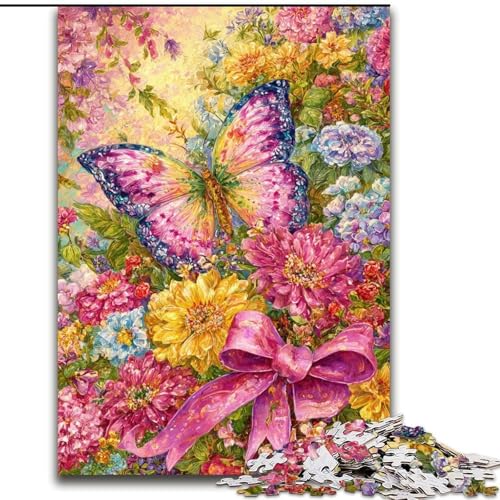 Puzzle für Erwachsene, 1000 Teile, Blumen und Schmetterlinge, Familienaktivität, einzigartige Heimdekoration und Geschenke für Kinder ab 14 Jahren (Größe 26x38cm) von LiJianXXE