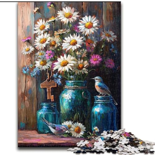 Puzzle für Erwachsene, 1000 Teile, Blumenkunst, Familienunterhaltungsspielzeug, ganze Familie, ab 14 Jahren (Größe 26x38cm) von LiJianXXE