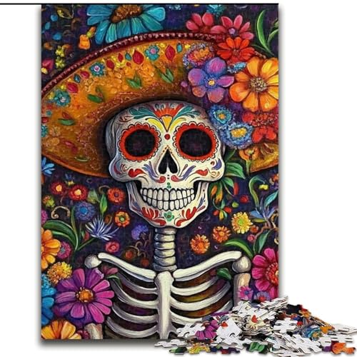 Puzzle für Erwachsene, 1000 Teile, Blumenschädel, Familienunterhaltungsspielzeug, ganze Familie, ab 14 Jahren (Größe 50x75cm) von LiJianXXE