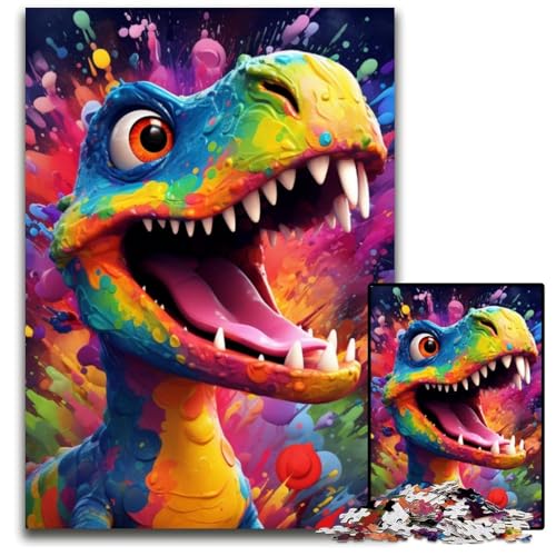 Puzzle für Erwachsene, 1000 Teile, Bunte Dinosaurier, Kartonpuzzle, pädagogisches Denkspiel, künstlerische Heim- und Bürodekoration, ab 14 Jahren, 26x38cm/10,23x14,96 Zoll von LiJianXXE