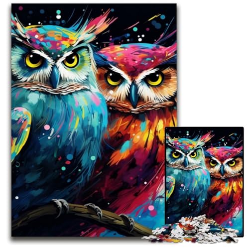 Puzzle für Erwachsene, 1000 Teile, Bunte Eulen-Kunst, Holzpuzzle, pädagogisches Denkspiel, künstlerische Heim- und Bürodekoration, ab 14 Jahren, 50x75cm/19,68x29,52 Zoll Puzzle für Erwachsene, 1000 Teile, Bunte Eulen-Kunst, Holzpuzzle, pädagogisches Denkspiel, künstlerische Heim- und Bürodekoration, ab 14 Jahren, 50x75cm/19,68x29,52 Zoll von LiJianXXE