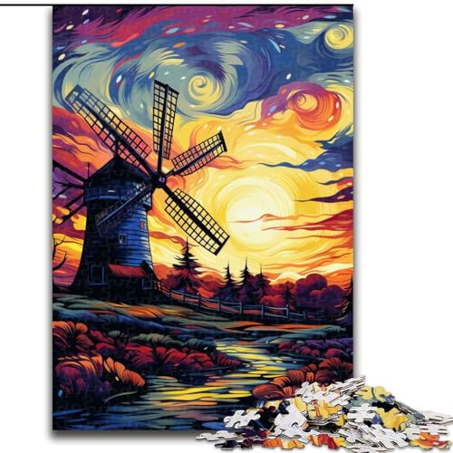 Puzzle für Erwachsene, 1000 Teile, Bunte Windmühlen, aus Pappe, anspruchsvolles Denkspiel für Teenager, Spaß für den Spieleabend mit der Familie, 1000 Teile(26x38cm) von LiJianXXE