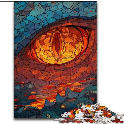 Puzzle für Erwachsene, 1000 Teile, Buntglas-Drachenauge, Spiele, Spielzeug, Geschenk, einzigartige Geburtstags- und Geschenkideen für Kinder ab 14 Jahren (Größe 50x75cm) von LiJianXXE