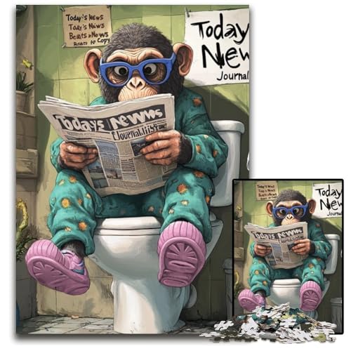 Puzzle für Erwachsene, 1000 Teile, Chimpanzee Go Toilet, Puzzles für Erwachsene, anspruchsvolles Denkspiel für Teenager, Spaß am Familienspieleabend, 26x38cm/10,23x14,96 Zoll von LiJianXXE