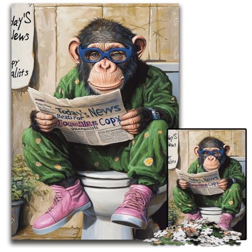 Puzzle für Erwachsene, 1000 Teile, Chimpanzee Go Toilet, Puzzles für Erwachsene, anspruchsvolles Denkspiel für Teenager, Spaß für den Familienspieleabend, 50x75cm/19,68x29,52 Zoll Puzzle für Erwachsene, 1000 Teile, Chimpanzee Go Toilet, Puzzles für Erwachsene, anspruchsvolles Denkspiel für Teenager, Spaß für den Familienspieleabend, 50x75cm/19,68x29,52 Zoll von LiJianXXE