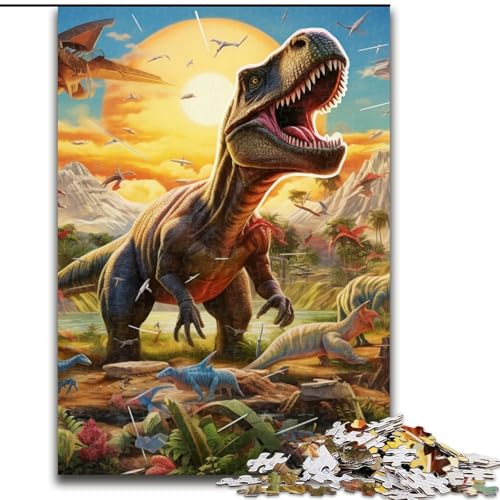 Puzzle für Erwachsene, 1000 Teile, Dinosaurierwelt-Puzzle, aus Holz, für Teenager und Jugendliche, ideales Geburtstags, 1000 Teile(50x75cm) von LiJianXXE