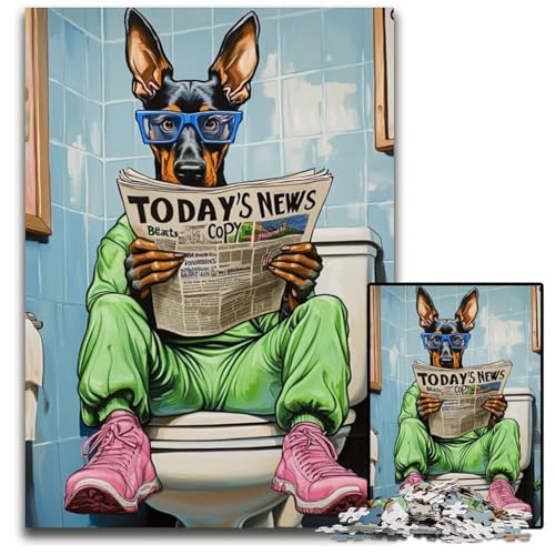 Puzzle für Erwachsene, 1000 Teile, Dobermann geht auf die Toilette, Kartonpuzzle, pädagogisches Denkspiel, künstlerische Heim- und Bürodekoration, ab 14 Jahren, 26x38cm/10,23x14,96 Zoll von LiJianXXE