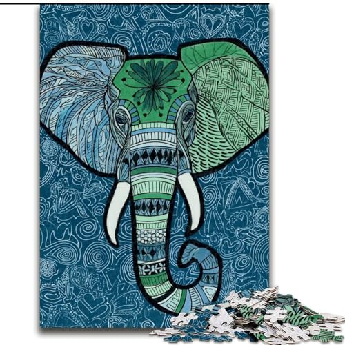 Puzzle für Erwachsene, 1000 Teile, Elefant, Spiele, Spielzeug, Geschenk, einzigartige Geburtstags- und Geschenkideen für Kinder ab 14 Jahren (Größe 50x75cm) von LiJianXXE