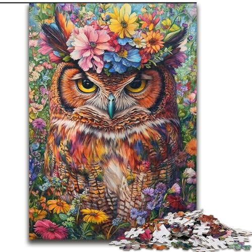 Puzzle für Erwachsene, 1000 Teile, Eulenblumen, Lernspiele, Heimdekoration, ganze Familie (Größe 26x38cm) von LiJianXXE
