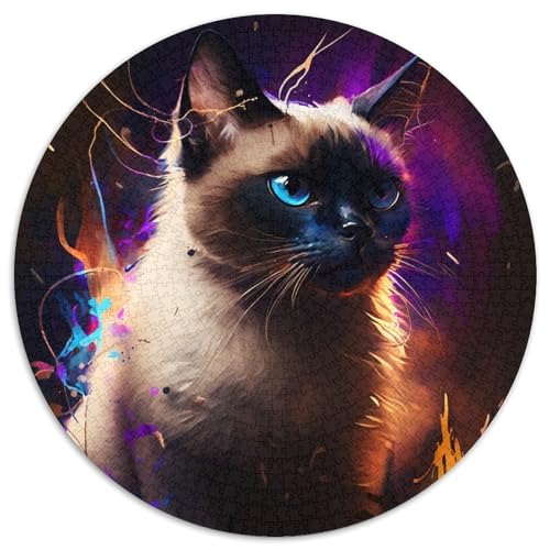 Puzzle für Erwachsene, 1000 Teile, Fantasie-Siamkatze, rundes Puzzle mit 1000 Teilen, hochschwieriges Denkspiel für Jugendliche, 67,5 x 67,5 cm Puzzle für Erwachsene, 1000 Teile, Fantasie-Siamkatze, rundes Puzzle mit 1000 Teilen, hochschwieriges Denkspiel für Jugendliche, 67,5 x 67,5 cm von LiJianXXE