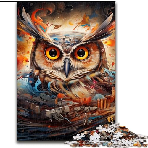 Puzzle für Erwachsene, 1000 Teile, Fantasy-Art-Eulen-Puzzle aus Pappe, anspruchsvolles Denkspiel für Teenager, Spaß für den Familienspieleabend, 1000 Teile(26x38cm) von LiJianXXE