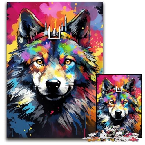Puzzle für Erwachsene, 1000 Teile, Fantasy-Wolf, Kartonpuzzle, pädagogisches Denkspiel, künstlerische Heim- und Bürodekoration, ab 14 Jahren, 26x38cm/10,23x14,96 Zoll von LiJianXXE