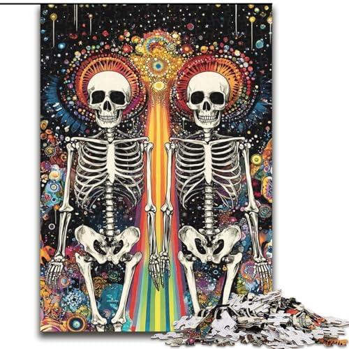 Puzzle für Erwachsene, 1000 Teile, Farbiger Totenkopf, Familienunterhaltungsspielzeug, ganze Familie, ab 14 Jahren (Größe 50x75cm) von LiJianXXE