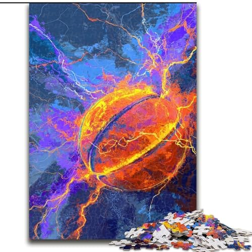 Puzzle für Erwachsene, 1000 Teile, Flammen-Basketball, Spiele, Spielzeug, Geschenk, einzigartige Geburtstags- und Geschenkideen für Kinder ab 14 Jahren (Größe 26x38cm) von LiJianXXE