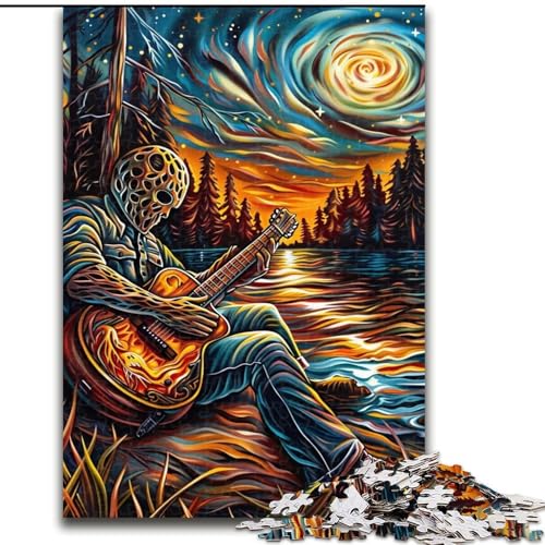 Puzzle für Erwachsene, 1000 Teile, Gitarre Spielen unter den Sternen, Spiele, Spielzeug, Geschenk, einzigartige Geburtstags- und Geschenkideen für Kinder ab 14 Jahren (Größe 26x38cm) von LiJianXXE