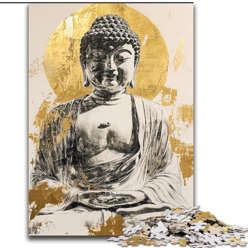 Puzzle für Erwachsene, 1000 Teile, Goldene Buddha-Statue, Familienunterhaltungsspielzeug, ganze Familie, ab 14 Jahren (Größe 26x38cm) von LiJianXXE
