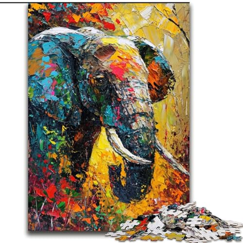 Puzzle für Erwachsene, 1000 Teile, Graffiti-Elefant, Spiele, Spielzeug, Geschenk, einzigartige Geburtstags- und Geschenkideen für Kinder ab 14 Jahren (Größe 50x75cm) von LiJianXXE