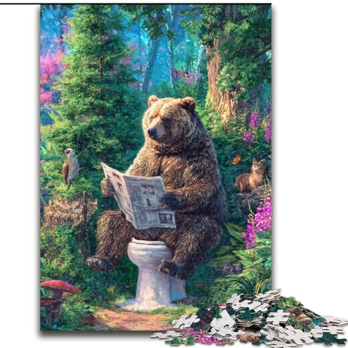 Puzzle für Erwachsene, 1000 Teile, Grizzlybär auf der Toilette, Lernspiele, Heimdekoration, ganze Familie (Größe 26x38cm) von LiJianXXE