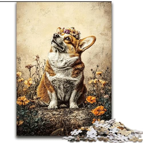 Puzzle für Erwachsene, 1000 Teile, Happy Corgi, Familienunterhaltungsspielzeug, ganze Familie, für Kinder ab 14 Jahren (Größe 26x38cm) von LiJianXXE
