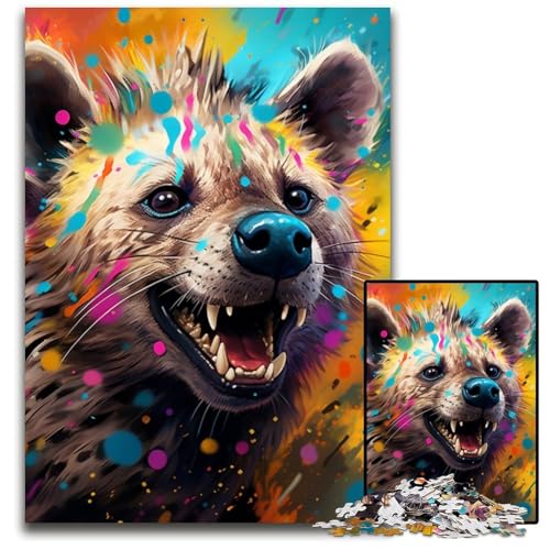 Puzzle für Erwachsene, 1000 Teile, Hyäne, Kartonpuzzle für Erwachsene, Heimaktivität für Feiertage, Geburtstage und Familienspieleabende, 26x38cm/10,23x14,96 Zoll von LiJianXXE