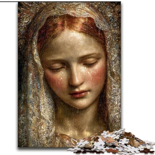 Puzzle für Erwachsene, 1000 Teile, Jungfrau Maria-Kunst, Spiele, Spielzeug, Geschenk, einzigartige Geburtstags- und Geschenkideen für Kinder ab 14 Jahren (Größe 50x75cm) von LiJianXXE