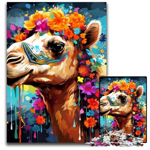 Puzzle für Erwachsene, 1000 Teile, Kamel mit Blumen, Holzpuzzle, pädagogisches Denkspiel, künstlerische Heim- und Bürodekoration, ab 14 Jahren, 50x75cm/19,68x29,52 Zoll Puzzle für Erwachsene, 1000 Teile, Kamel mit Blumen, Holzpuzzle, pädagogisches Denkspiel, künstlerische Heim- und Bürodekoration, ab 14 Jahren, 50x75cm/19,68x29,52 Zoll von LiJianXXE