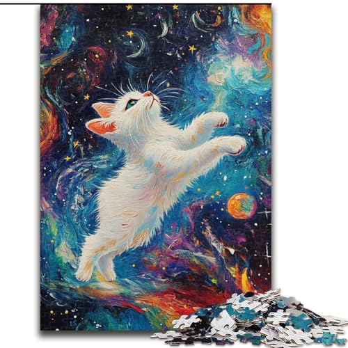 Puzzle für Erwachsene, 1000 Teile, Katze im Weltraum, Familienunterhaltungsspielzeug, ganze Familie, für Kinder ab 14 Jahren (Größe 26x38cm) von LiJianXXE