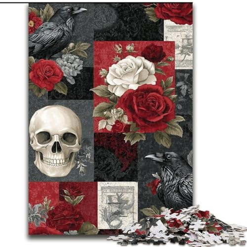 Puzzle für Erwachsene, 1000 Teile, Krähenskelett, Familienunterhaltungsspielzeug, ganze Familie, ab 14 Jahren (Größe 26x38cm) von LiJianXXE