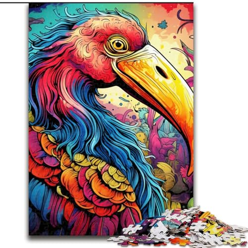 Puzzle für Erwachsene, 1000 Teile, Kunst, psychedelisches Flamingo-Puzzle, aus Pappe, Geburtstage, Weihnachten, Halloween, Erntedankfest, Ostern, 1000 Teile(26x38cm) von LiJianXXE