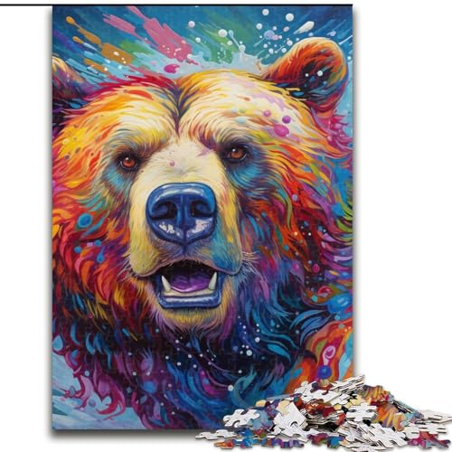 Puzzle für Erwachsene, 1000 Teile, Kunst-Tier-Bär-Puzzle aus Pappe, interaktives Familienspiel, DIY-Heimdekoration, anspruchsvolles Denksport-Geschenk, 1000 Teile(26x38cm) von LiJianXXE