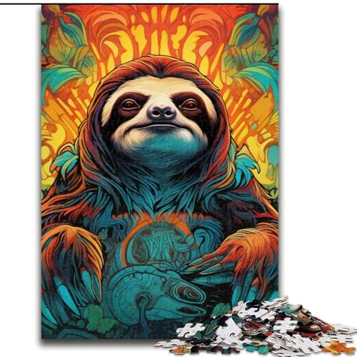 Puzzle für Erwachsene, 1000 Teile, Kunst-Tier-Faultier-Puzzle aus Holz, Geburtstage, Feiertage und Heimdekoration, 1000 Teile(50x75cm) von LiJianXXE