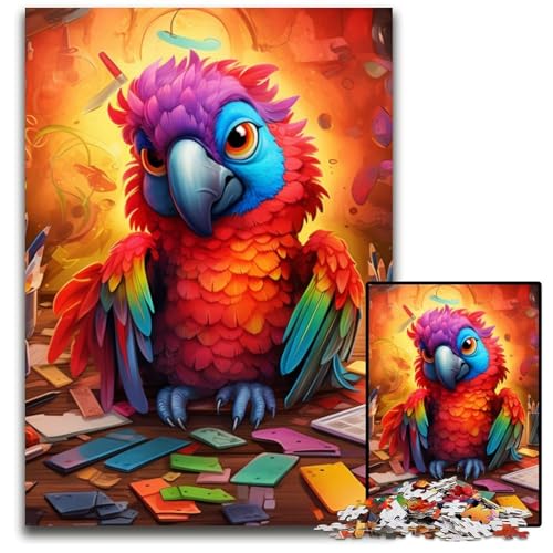 Puzzle für Erwachsene, 1000 Teile, Kunstpapagei, Kartonpuzzle, pädagogisches Denkspiel, künstlerische Heim- und Bürodekoration, ab 14 Jahren, 26x38cm/10,23x14,96 Zoll von LiJianXXE