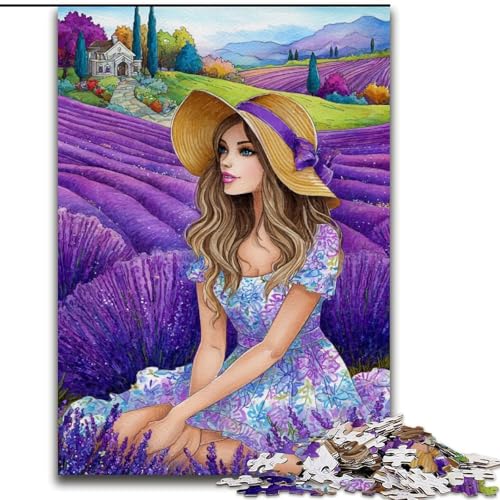 Puzzle für Erwachsene, 1000 Teile, Lavendelmädchen, Familienunterhaltungsspielzeug, ganze Familie, ab 14 Jahren (Größe 50x75cm) von LiJianXXE