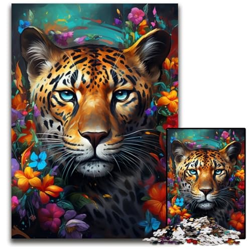 Puzzle für Erwachsene, 1000 Teile, Leoparden-Kartonpuzzle, pädagogisches Denkspiel, künstlerische Heim- und Bürodekoration, ab 14 Jahren, 26x38cm/10,23x14,96 Zoll von LiJianXXE