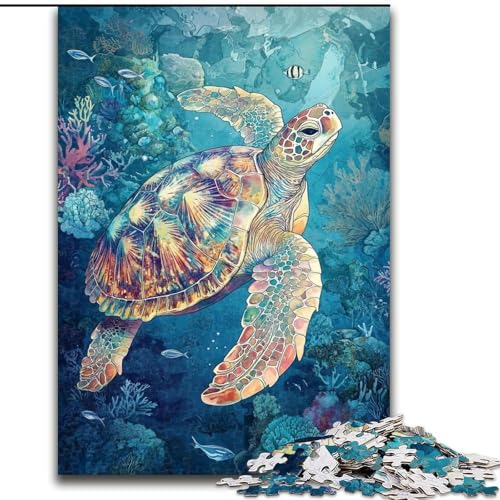 Puzzle für Erwachsene, 1000 Teile, Meeresschildkröte, geeignet für Kinder ab 14 Jahren, Wohndeko-Angebot als Geschenk für die ganze Familie (Größe 26x38cm) von LiJianXXE
