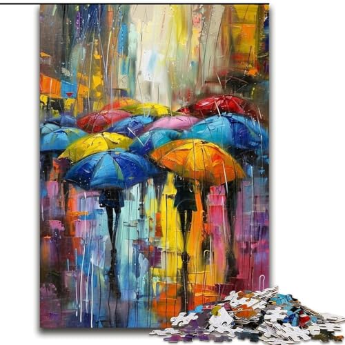Puzzle für Erwachsene, 1000 Teile, Menschen im Regen, Familienunterhaltungsspielzeug, ganze Familie, ab 14 Jahren (Größe 26x38cm) von LiJianXXE