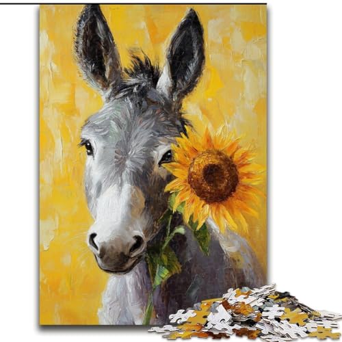 Puzzle für Erwachsene, 1000 Teile, Ölgemälde-Esel, Familienunterhaltungsspielzeug, ganze Familie, ab 14 Jahren (Größe 50x75cm) von LiJianXXE