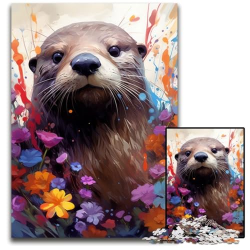 Puzzle für Erwachsene, 1000 Teile, Otter-Kartonpuzzle, pädagogisches Denkspiel, künstlerische Heim- und Bürodekoration, ab 14 Jahren, 26x38cm/10,23x14,96 Zoll von LiJianXXE